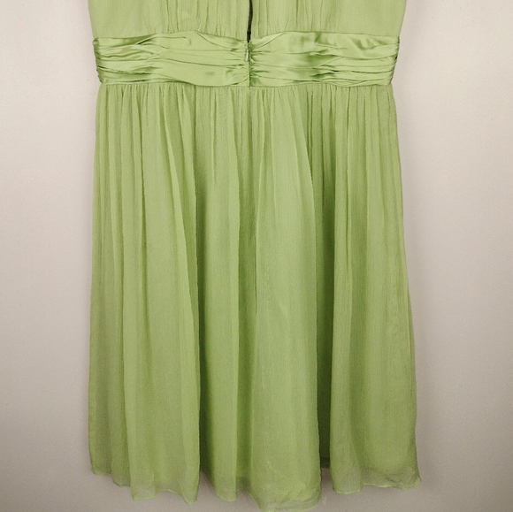 Vintage Maggy London Crepe Silk Overlay High Cut Neckline Midi Dress Sz. 14 - Picture 11 of 12